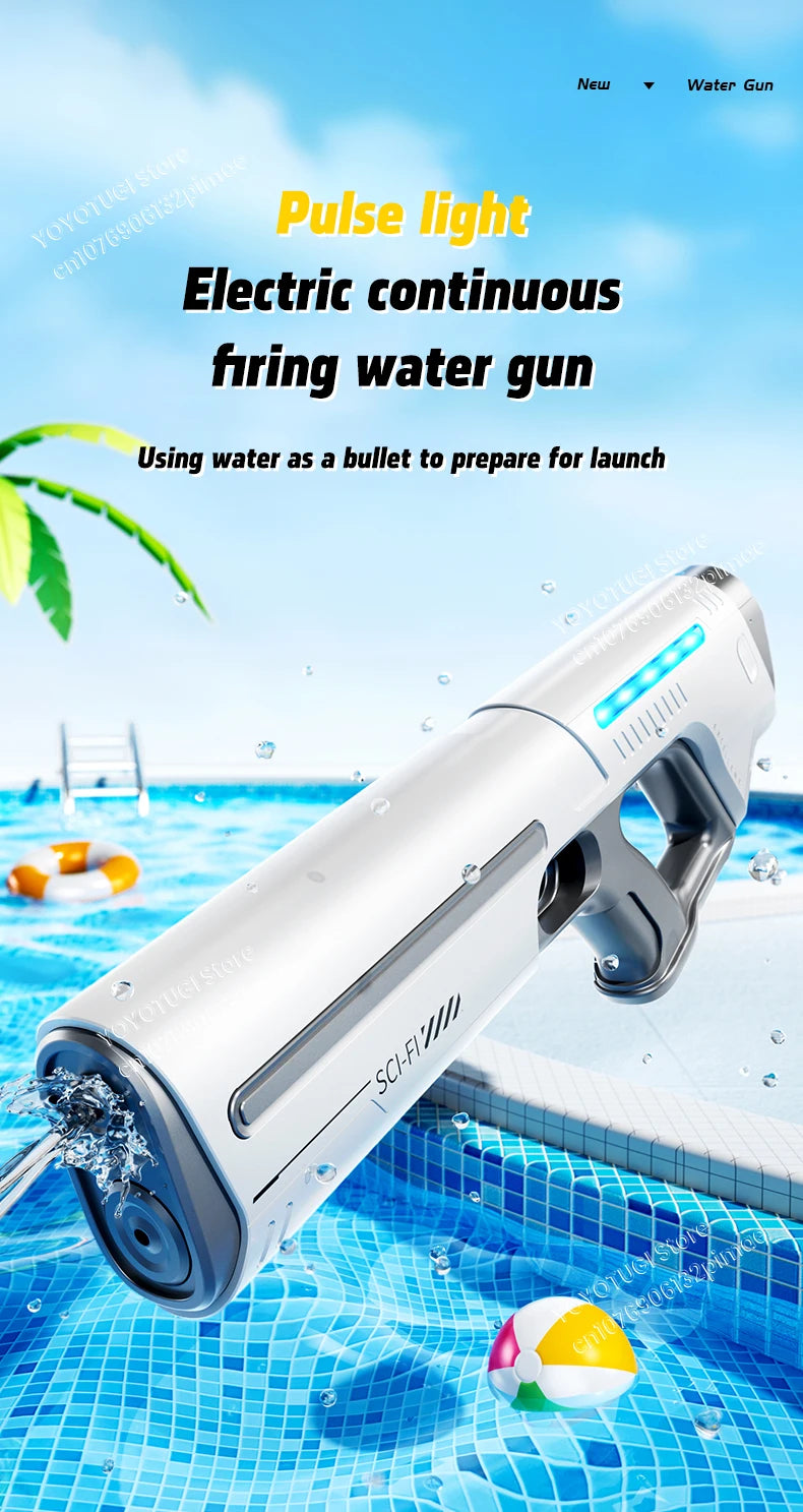 Water Blaster Pro – Pistola ad acqua elettrica completamente automatica con grande capacità e sistema autoassorbente | Giocattolo estivo da esterno per bambini