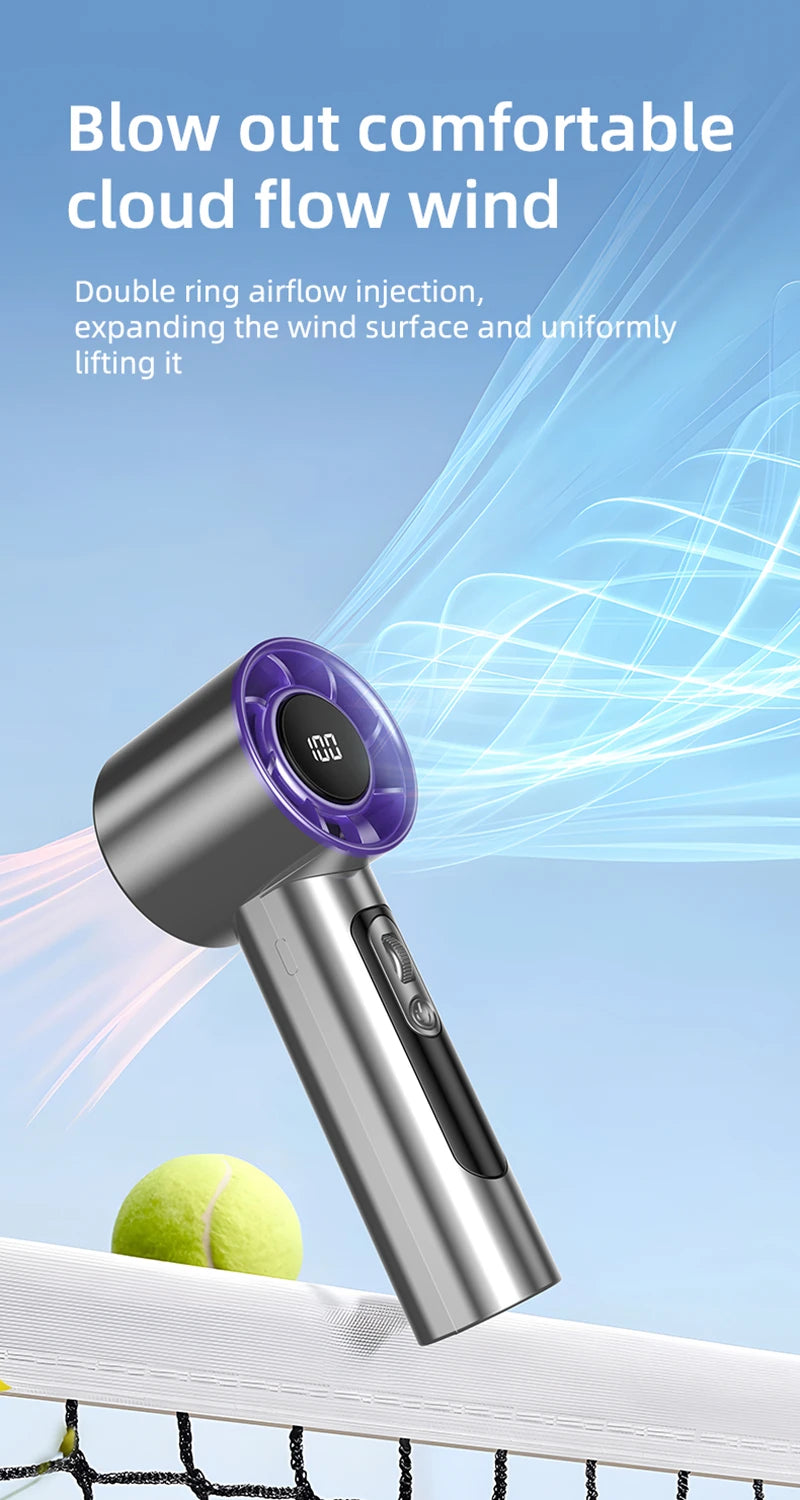 Ventilatore portatile turbo Xiaomi F08 con display a LED, regolazione a 100 velocità, batteria a lunga durata e ricarica rapida USB