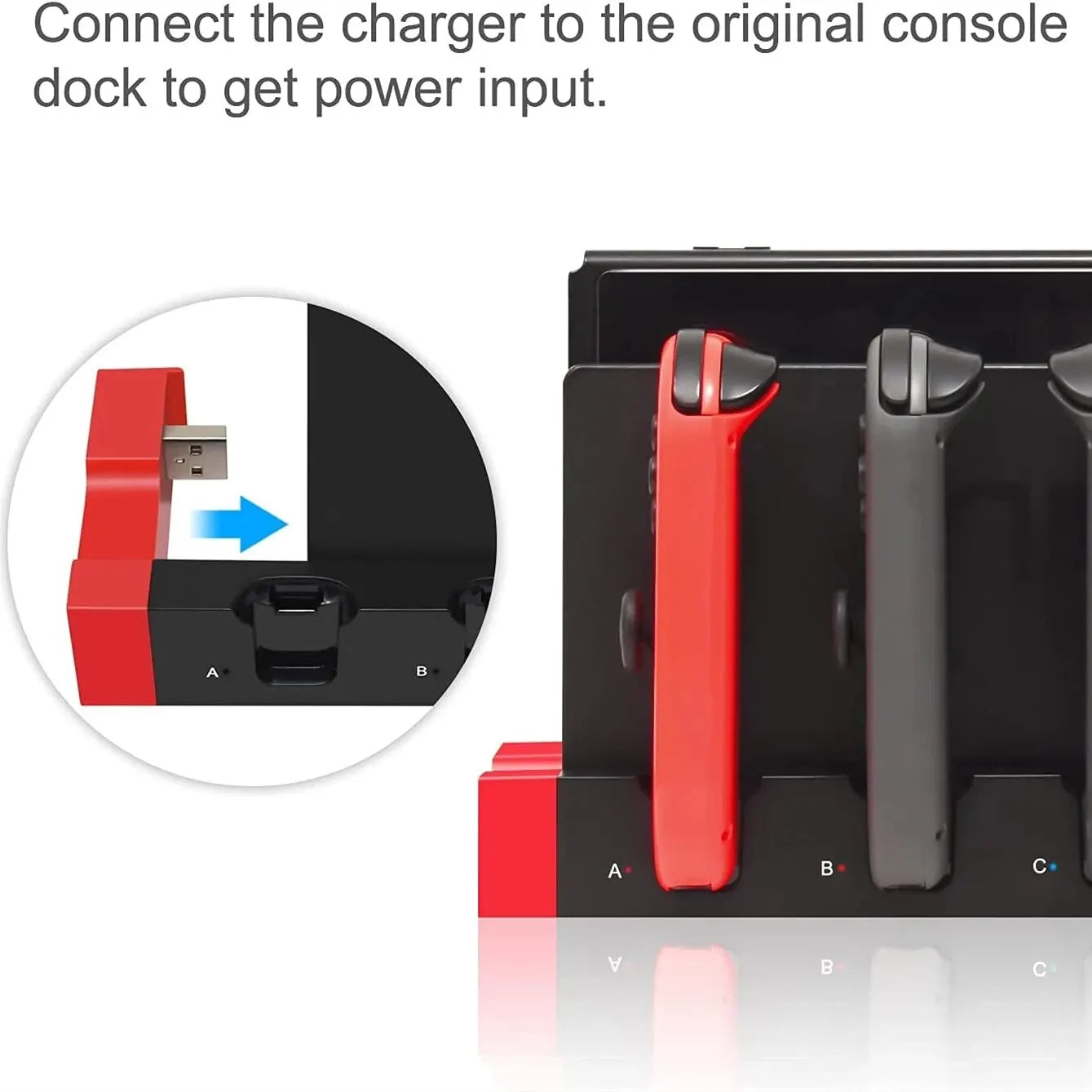 Caricabatterie IPEGA Joycon – Dock Station PG-9186 per Nintendo Switch e OLED | Carica 4 controller contemporaneamente | Display di stato compatto e LED