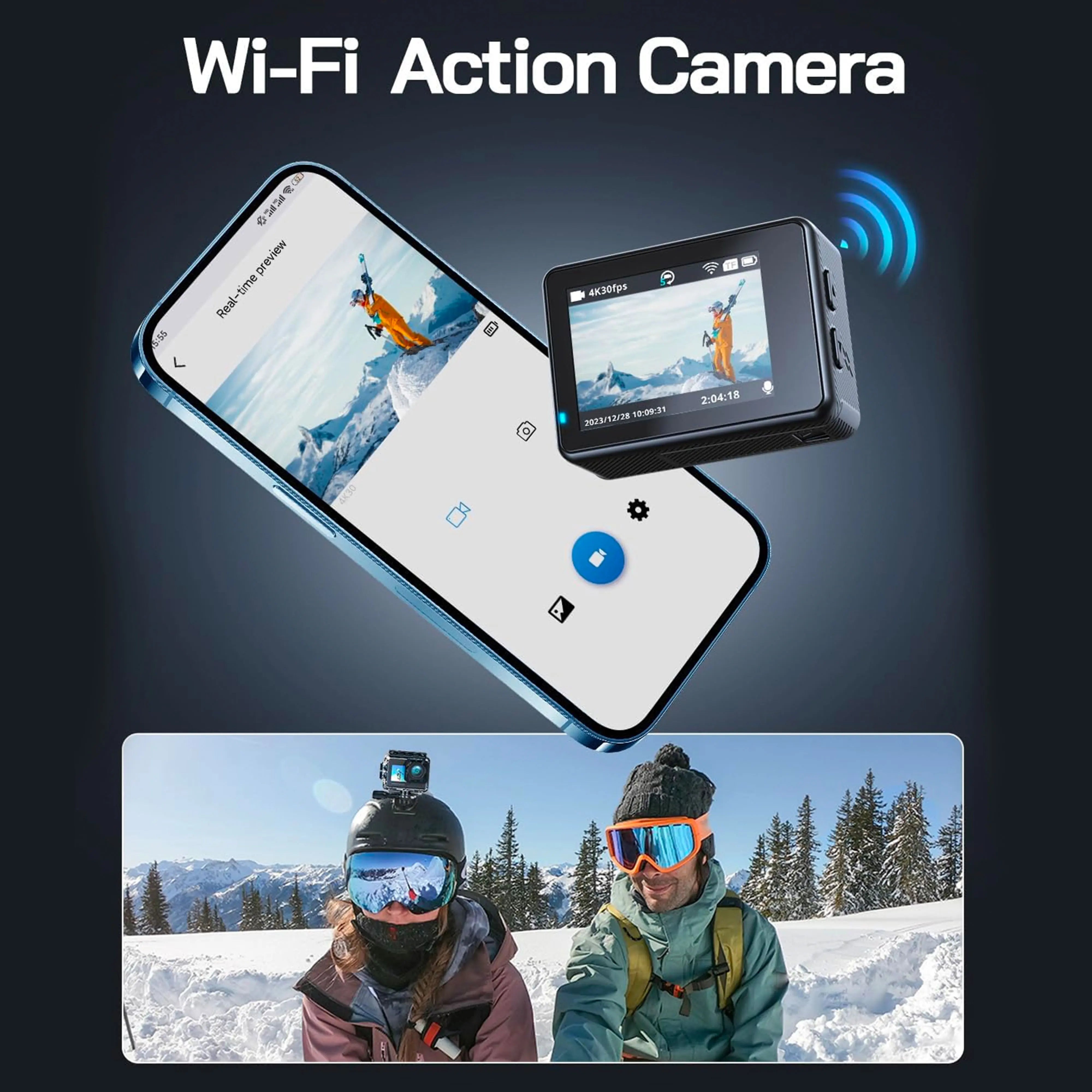 Action Cam CERASTES – V11 5K/4K60FPS Wi-Fi Impermeabile Sport Cam con Anti-Shake, Telecomando, Doppio Schermo e Registrazione Pro Drive
