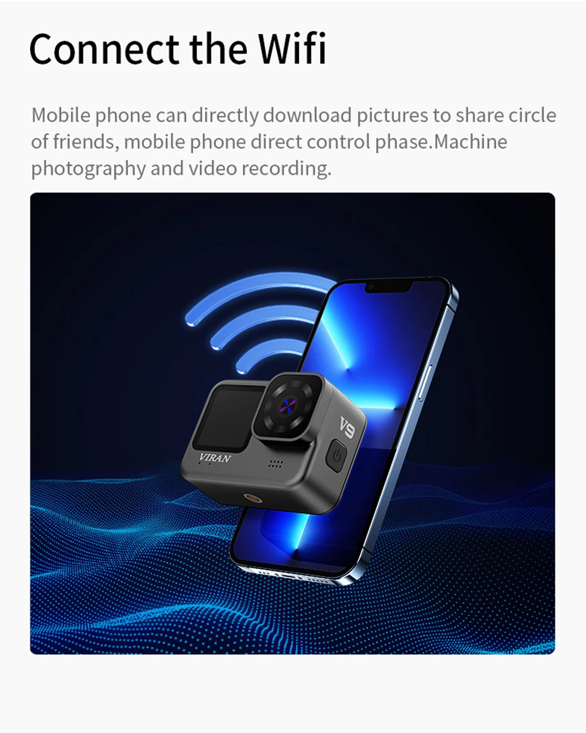 Action Camera Go CERASTES V9 4K WiFi Anti-shake con schermo di controllo remoto, impermeabile, videocamera sportiva professionale, registrazione di guida