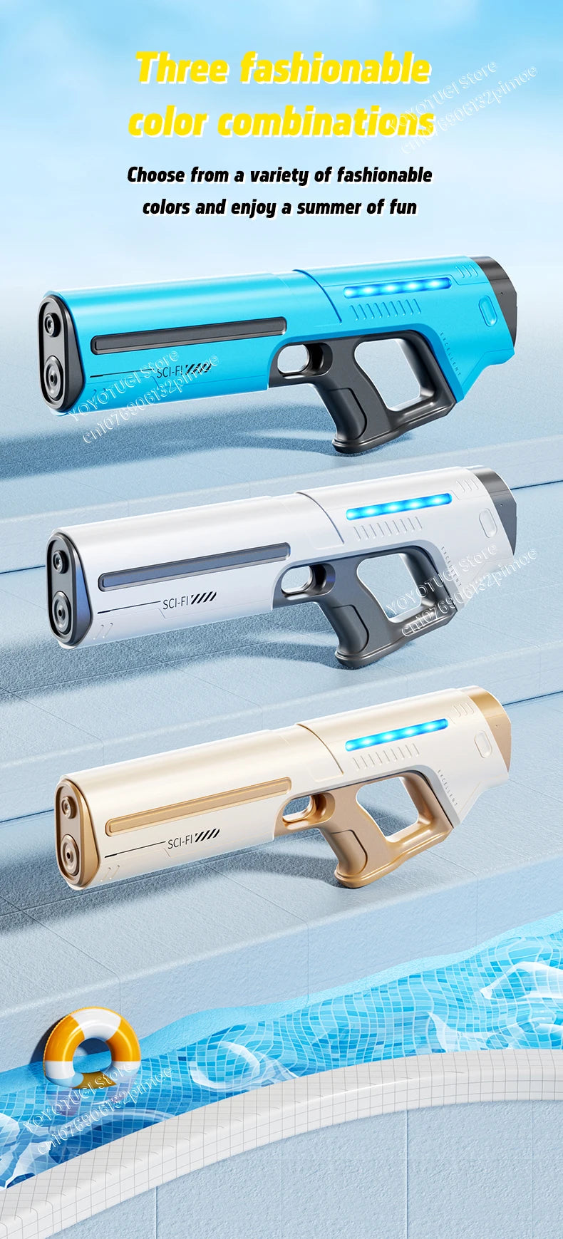 Water Blaster Pro – Pistola ad acqua elettrica completamente automatica con grande capacità e sistema autoassorbente | Giocattolo estivo da esterno per bambini