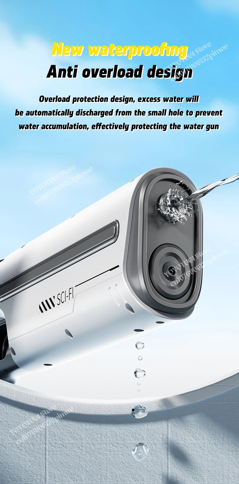 Water Blaster Pro – Pistola ad acqua elettrica completamente automatica con grande capacità e sistema autoassorbente | Giocattolo estivo da esterno per bambini
