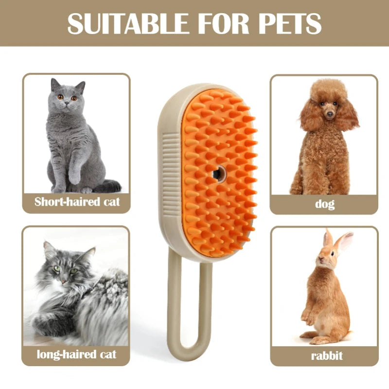 Spazzola a vapore per gatti – 3 in 1 per la rimozione dei peli di animali, pettine per la toelettatura con spray a vapore, prodotti per massaggi e pulizia per gatti