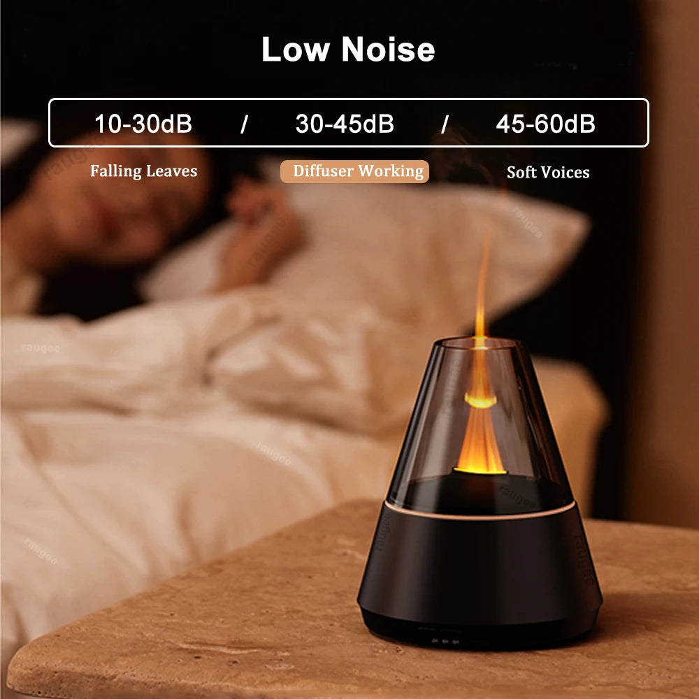 Umidificatore d'aria - Diffusore di oli essenziali aromatici con luce notturna a fiamma colorata, mini umidificatore di fragranze USB per casa e stanza