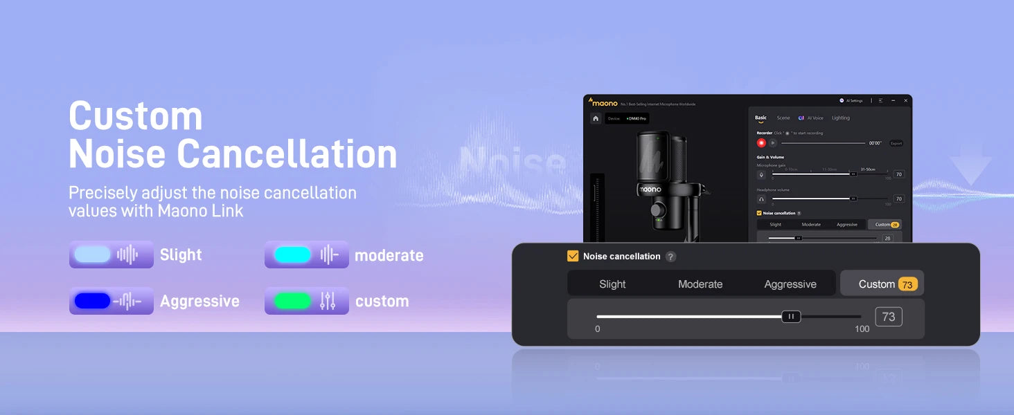 Microfono wireless MAONO – Microfono a condensatore USB DM40 con AI Voice Changer, riduzione del rumore, ideale per giochi, streaming, registrazione su PC e laptop