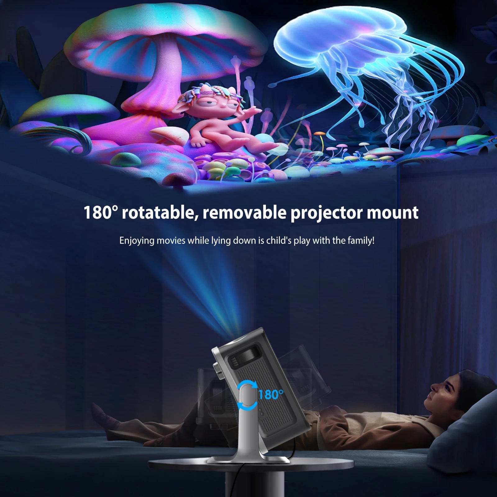 XIWBSY T08 Projector – 35,000 Lumens Daylight Projection, Android 12.0 Smart System, 8K Decode, Autofocus, 2025 Edition