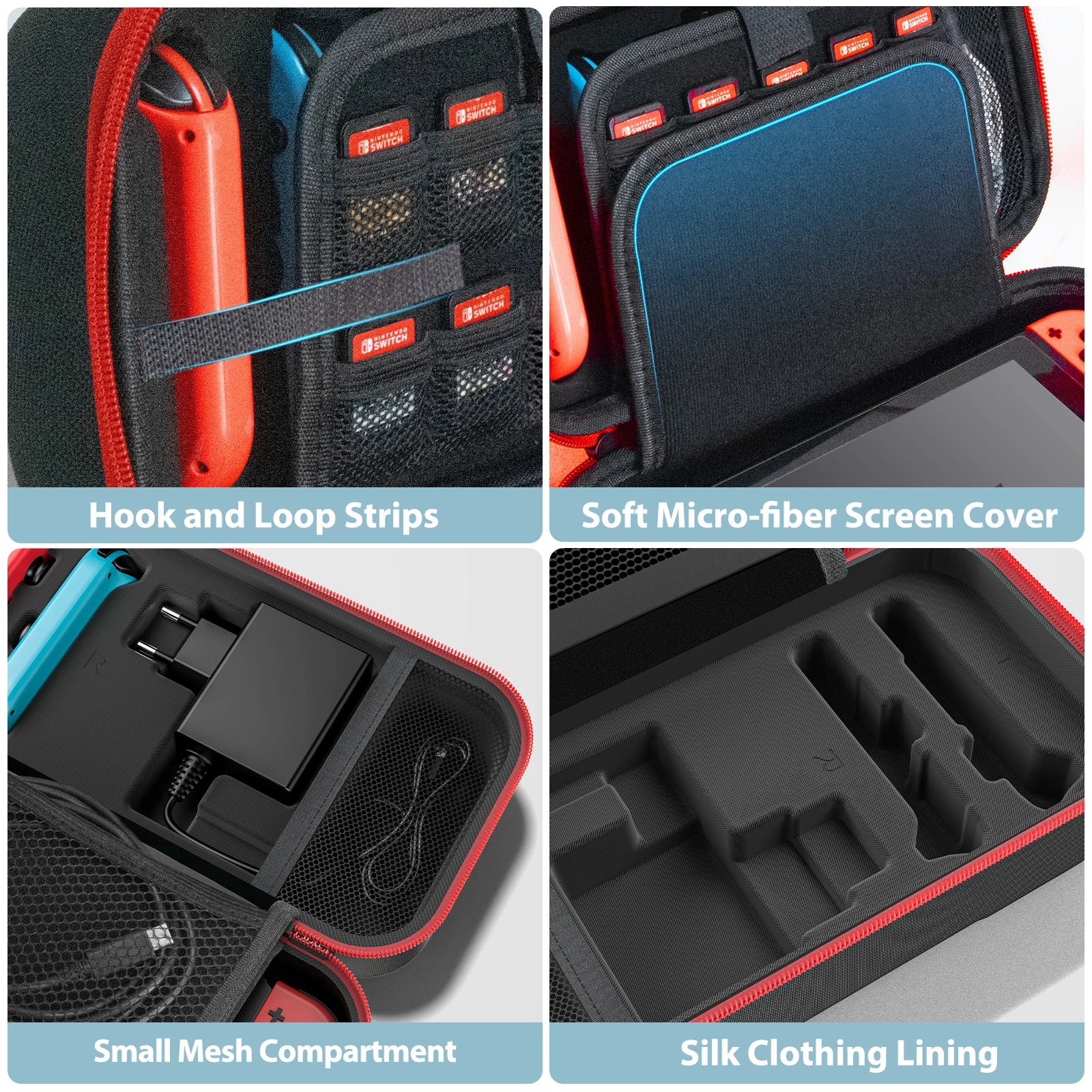 OIVO Switch Case – Borsa grande per Nintendo Switch e OLED, custodia da viaggio impermeabile, organizer protettivo antigraffio