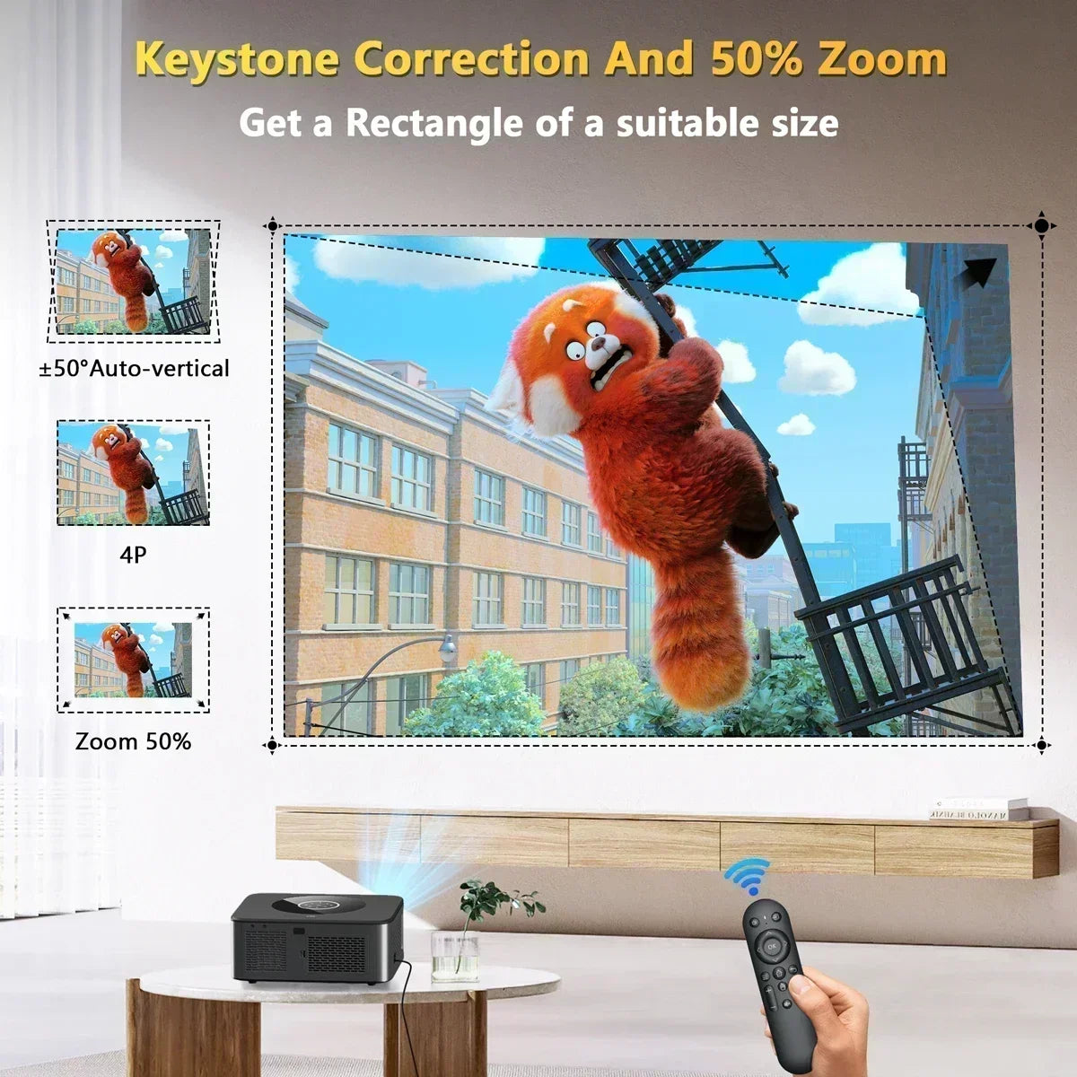 Proiettore XIWBSY – LED Android 4K, 800 ANSI, 25.000 lumen, WiFi 6 e Bluetooth, messa a fuoco automatica e Keystone, sistema video home theater