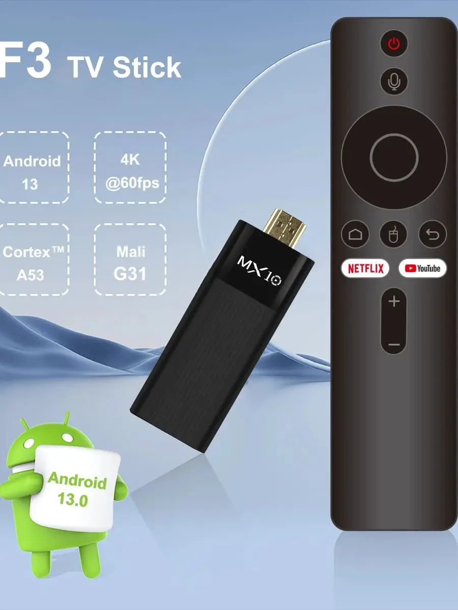 MX10-F3 TV Stick – Android 11 4K con All Winner H313, WiFi Dual-Band 2.4G/5G, 2 GB di RAM, 16 GB di spazio di archiviazione, alternativa TV Box a Fire Stick