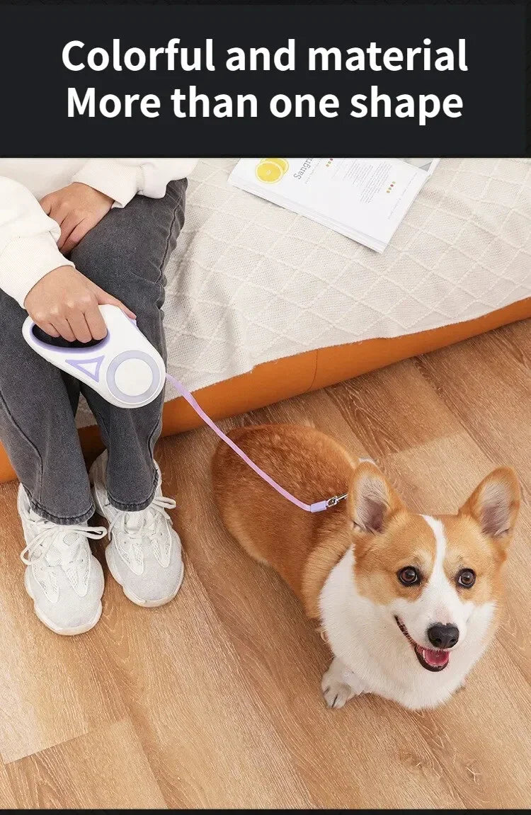 Guinzaglio retrattile per cani – Corda automatica da 3 m/5 m con torcia, impugnatura antiscivolo, rotazione a 360° anti-groviglio, blocco con un pulsante per passeggiate notturne