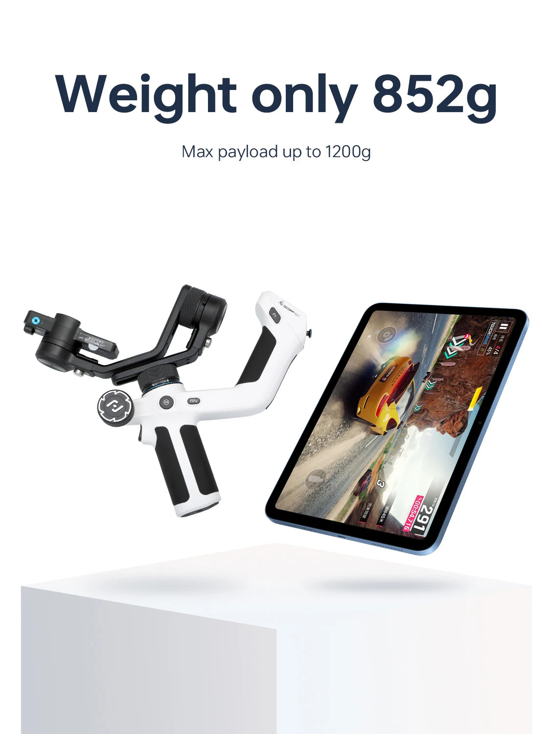 FeiyuTech SCORP Mini 2 – Kit Gimbal, Stabilizzatore a 3 assi per fotocamere mirrorless, smartphone, action cam, con tracciamento AI, luce di riempimento magnetica, carico massimo 1,2 kg