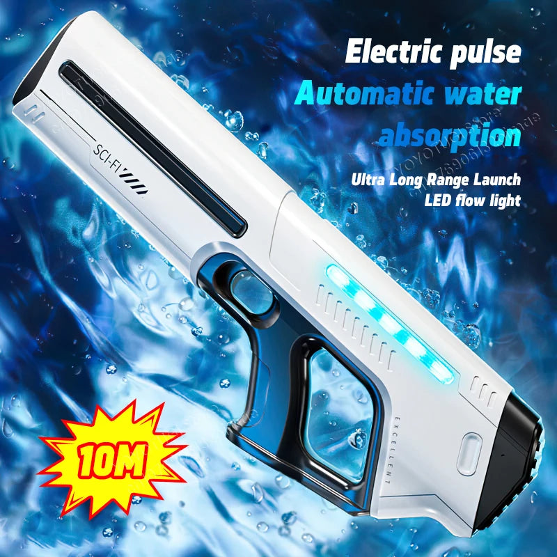 Water Blaster Pro – Pistola ad acqua elettrica completamente automatica con grande capacità e sistema autoassorbente | Giocattolo estivo da esterno per bambini