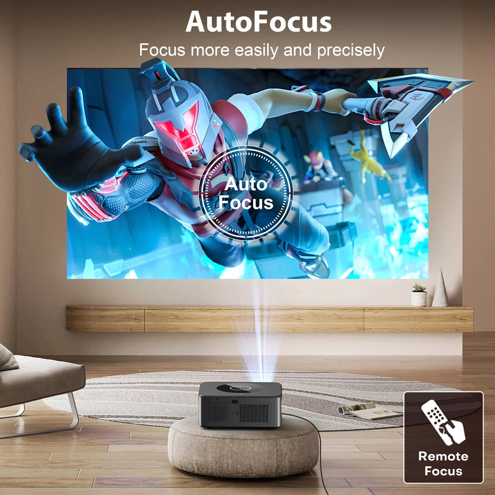 Proiettore XIWBSY – LED Android 4K, 800 ANSI, 25.000 lumen, WiFi 6 e Bluetooth, messa a fuoco automatica e Keystone, sistema video home theater