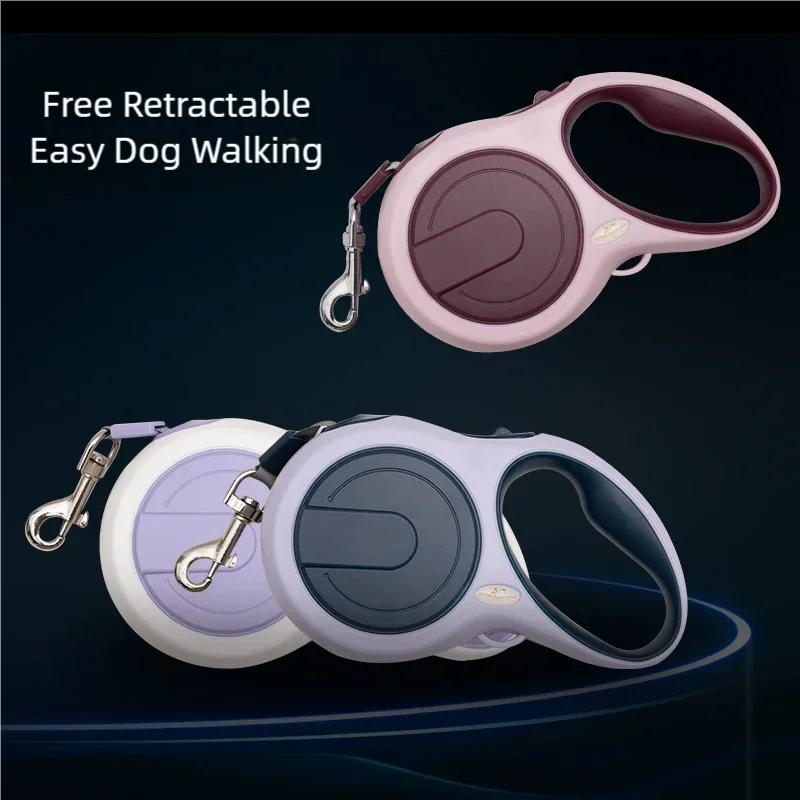 Guinzaglio retrattile per cani – 5 m in nylon resistente, collare automatico durevole per cani e gatti di piccola, media e grande taglia