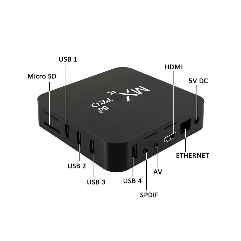 MXQ PRO 4K Android 10 Smart TV Box with RK3228, Dual-Band WiFi, Quad-Core Processor, 3D Video Playback, Home Theater Media Player