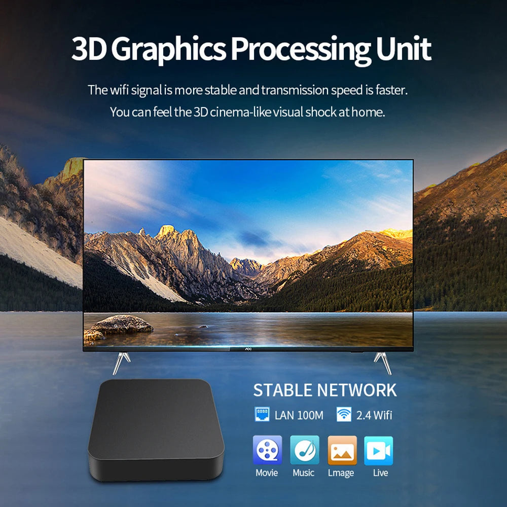 MXQ PRO 4K Android 10 Smart TV Box with RK3228, Dual-Band WiFi, Quad-Core Processor, 3D Video Playback, Home Theater Media Player