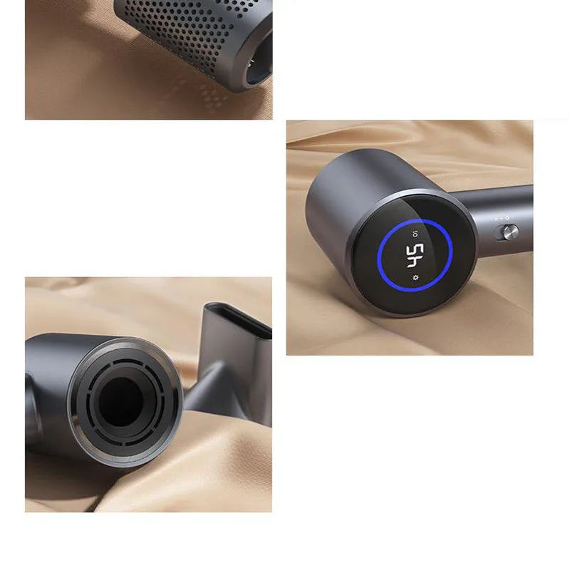 Asciugacapelli - Display LCD, flusso d'aria ad alta velocità da 110.000 giri/min, asciugatura rapida con ioni negativi, strumento professionale per lo styling