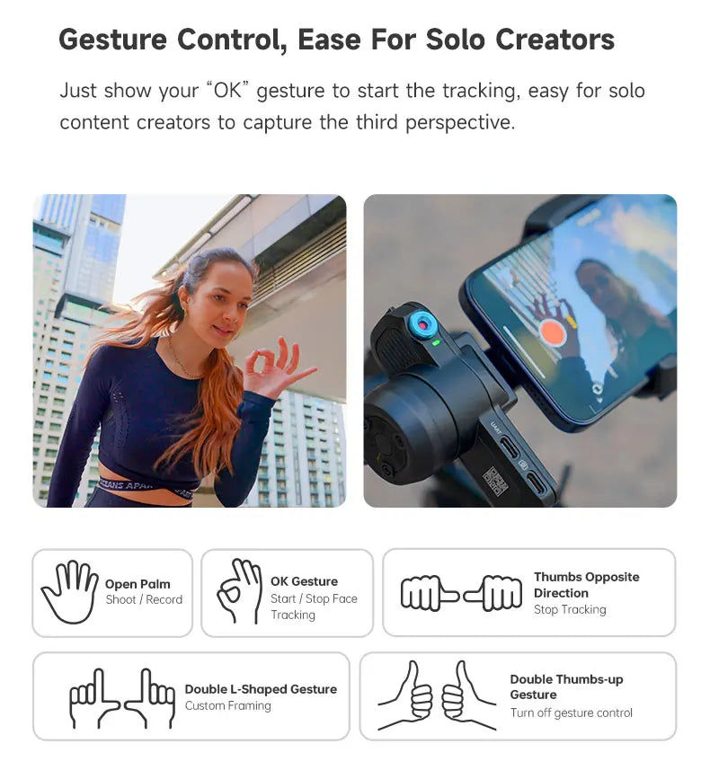 FeiyuTech Stabilizer Mini – Gimbal per smartphone a 3 assi con tracciamento AI, modulo intelligente integrato per fotocamere Mini 3 e Mini 3 Pro