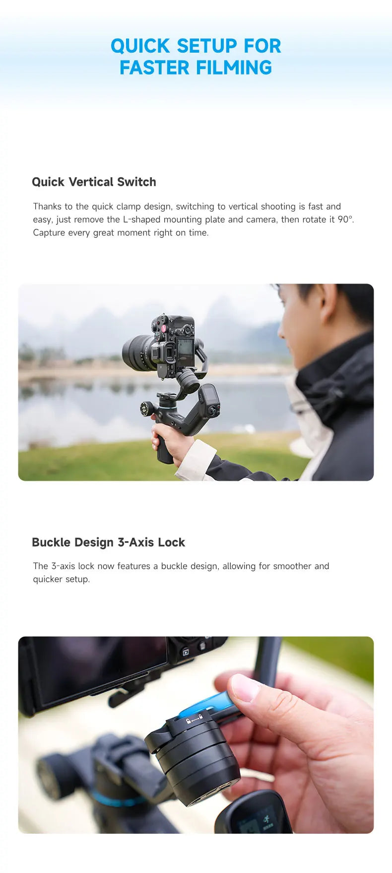 FeiyuTech Stabilizer Mini – Gimbal per smartphone a 3 assi con tracciamento AI, modulo intelligente integrato per fotocamere Mini 3 e Mini 3 Pro