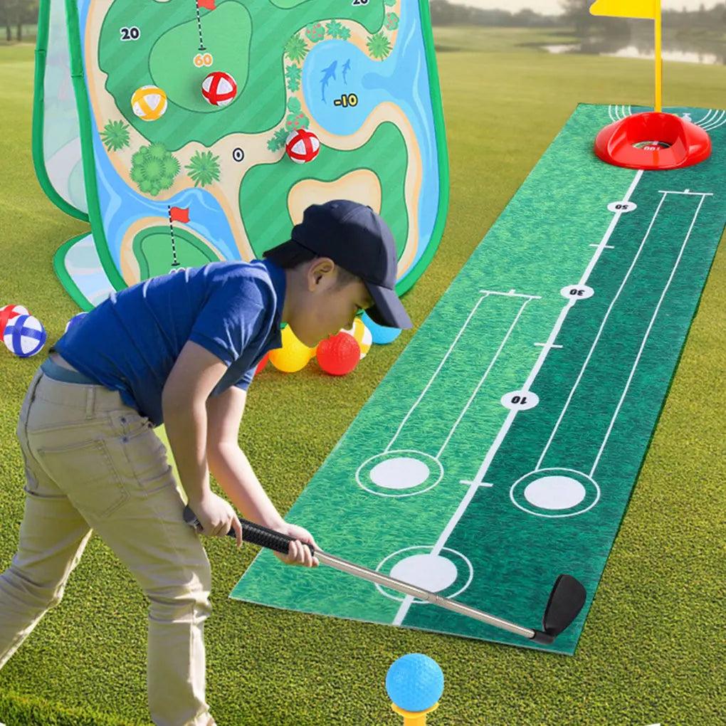 Gioco da golf per bambini: set di tappetini per chipping con bersaglio per freccette, mazza da golf, palline adesive, allenamento all'aperto e set di giocattoli