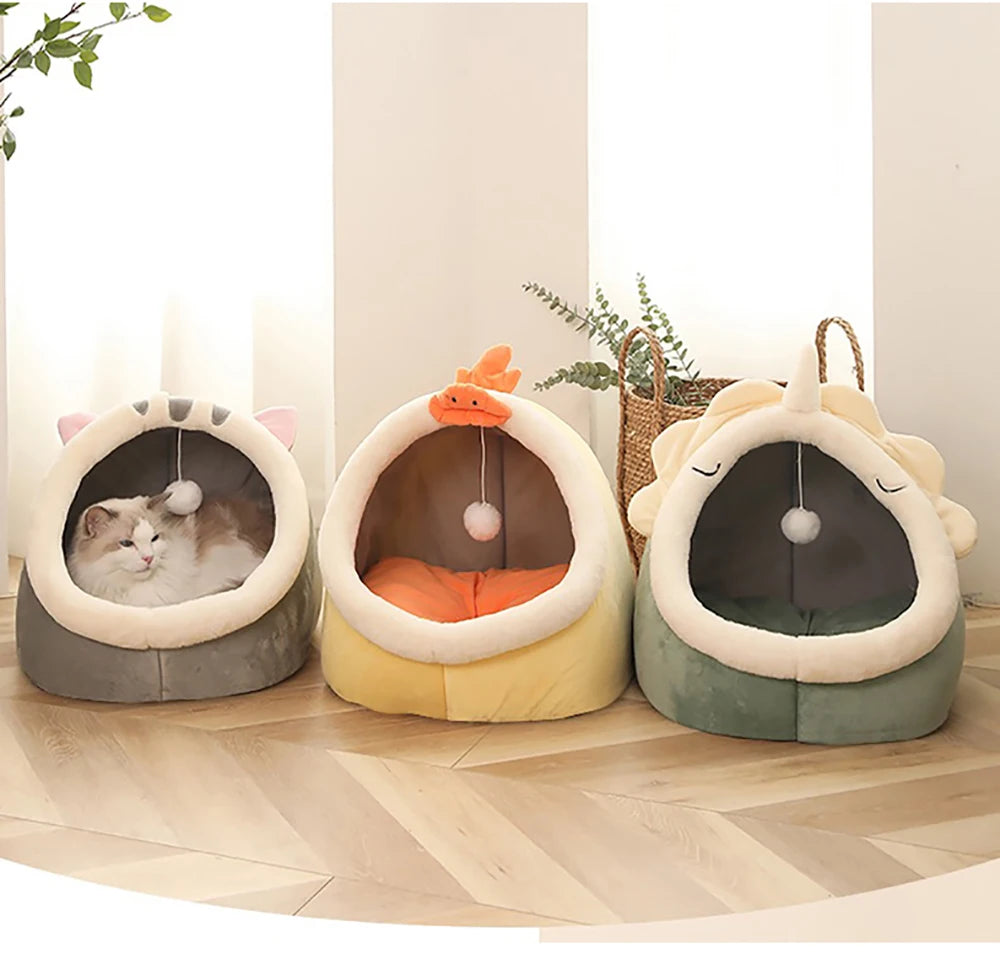 Letto per dormire profondamente – Cuccia pieghevole per animali domestici con motivo a cartoni animati, materassino rimovibile e lavabile per gatti e cani di piccola taglia