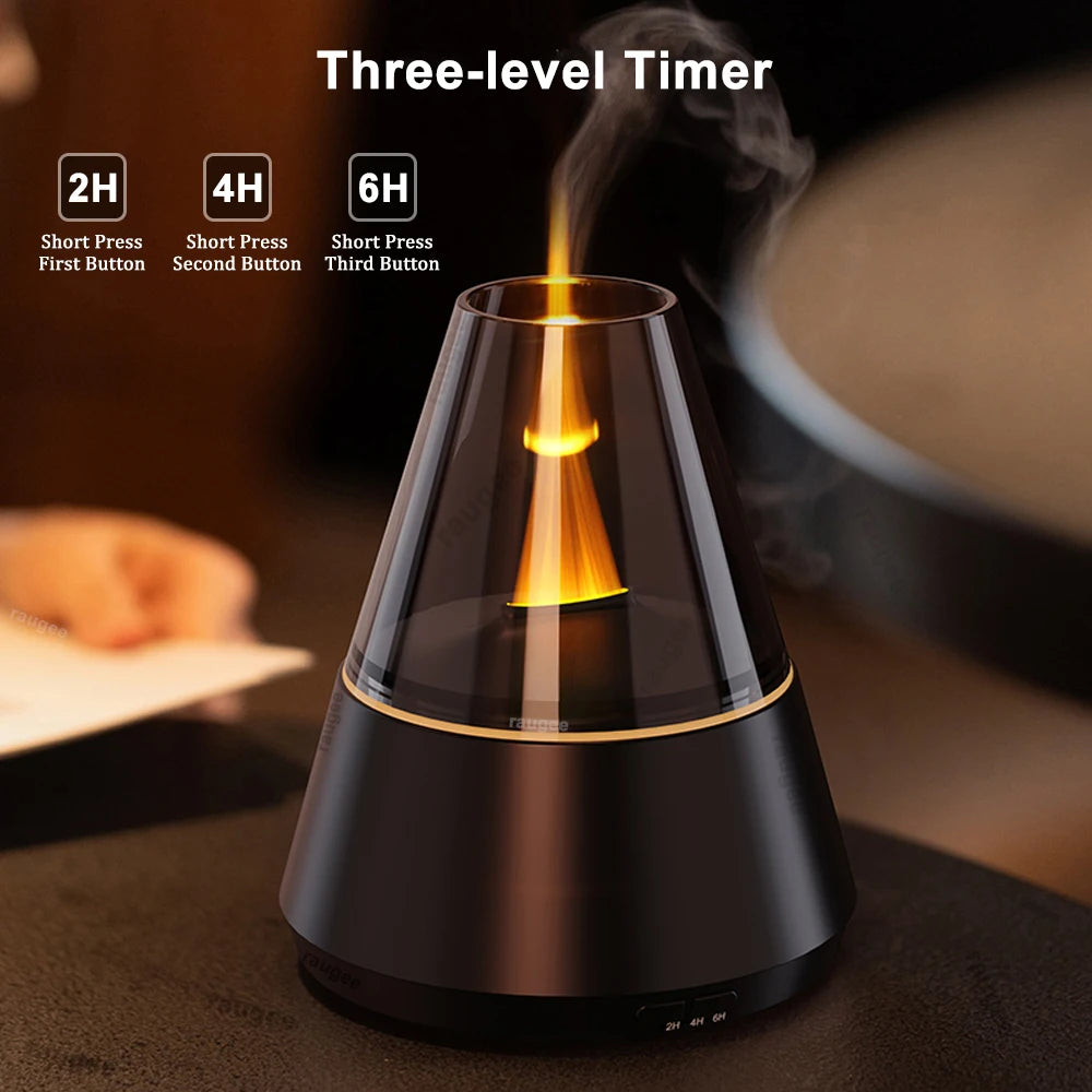 Umidificatore d'aria - Diffusore di oli essenziali aromatici con luce notturna a fiamma colorata, mini umidificatore di fragranze USB per casa e stanza