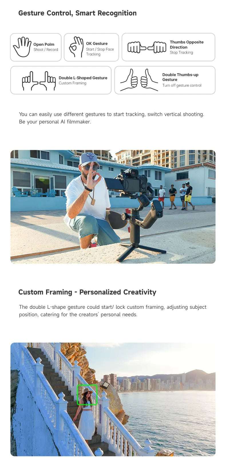 FeiyuTech Stabilizer Mini – Gimbal per smartphone a 3 assi con tracciamento AI, modulo intelligente integrato per fotocamere Mini 3 e Mini 3 Pro