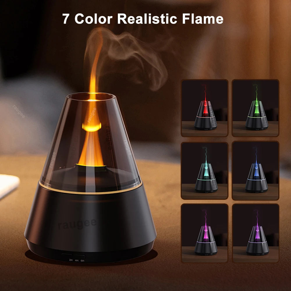 Umidificatore d'aria - Diffusore di oli essenziali aromatici con luce notturna a fiamma colorata, mini umidificatore di fragranze USB per casa e stanza
