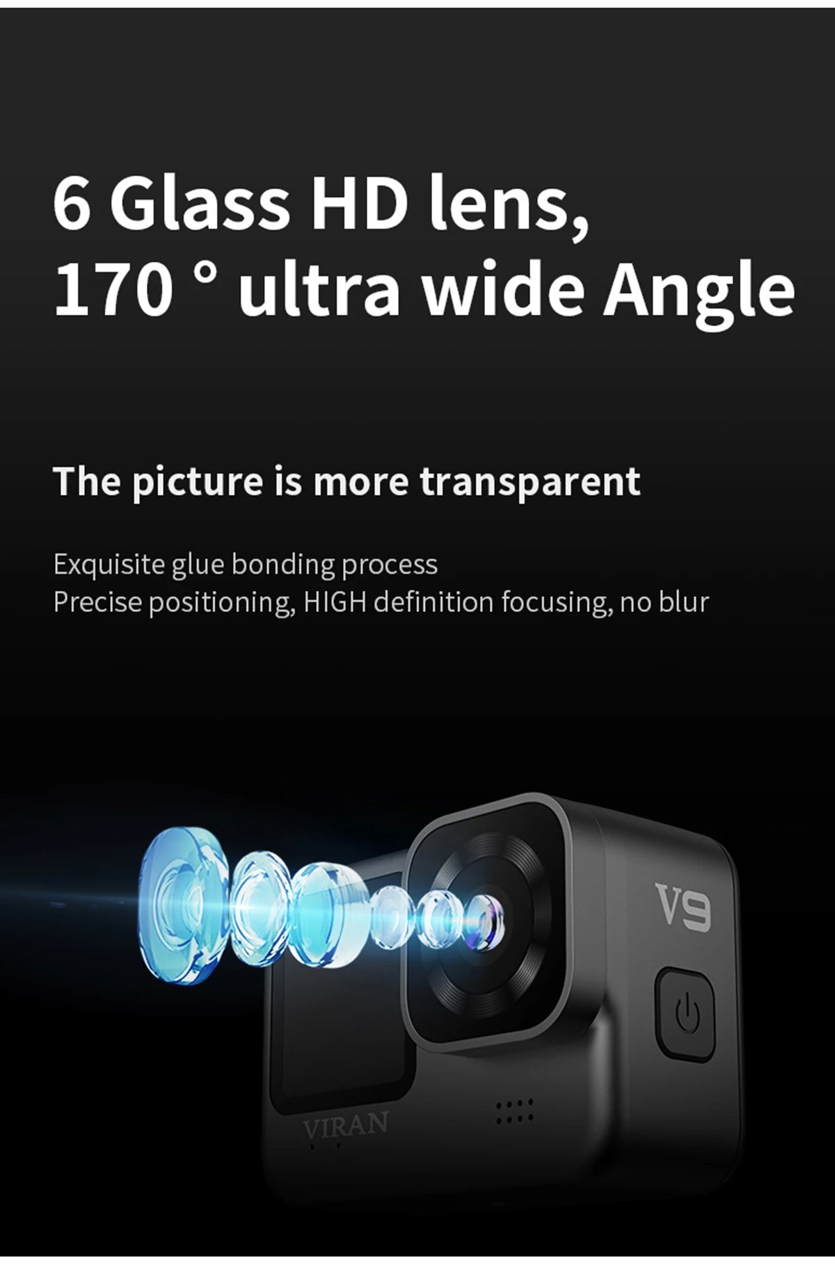 Action Camera Go CERASTES V9 4K WiFi Anti-shake con schermo di controllo remoto, impermeabile, videocamera sportiva professionale, registrazione di guida