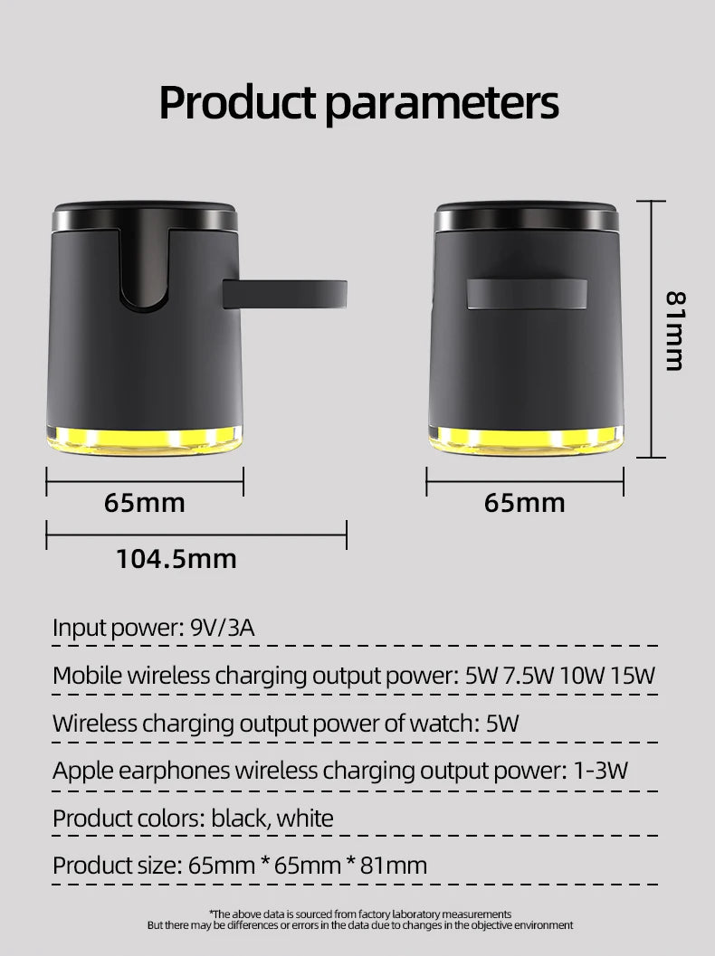 Wireless Charger Dock 4 in 1 Fast Charging Stand with Night Light, MagSafe iPhone 17/16/15/14 Pro Max, Apple Watch, and AirPods Pro 2–8