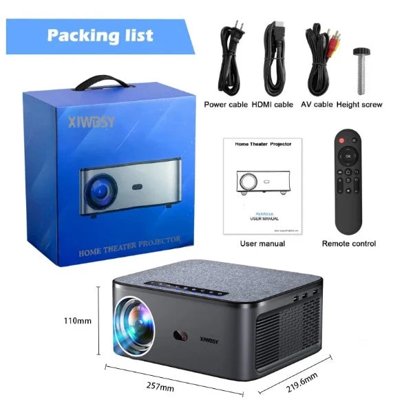 XIWBSY T08 Projector – 35,000 Lumens Daylight Projection, Android 12.0 Smart System, 8K Decode, Autofocus, 2025 Edition