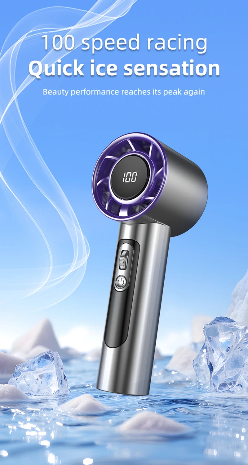 Ventilatore portatile turbo Xiaomi F08 con display a LED, regolazione a 100 velocità, batteria a lunga durata e ricarica rapida USB