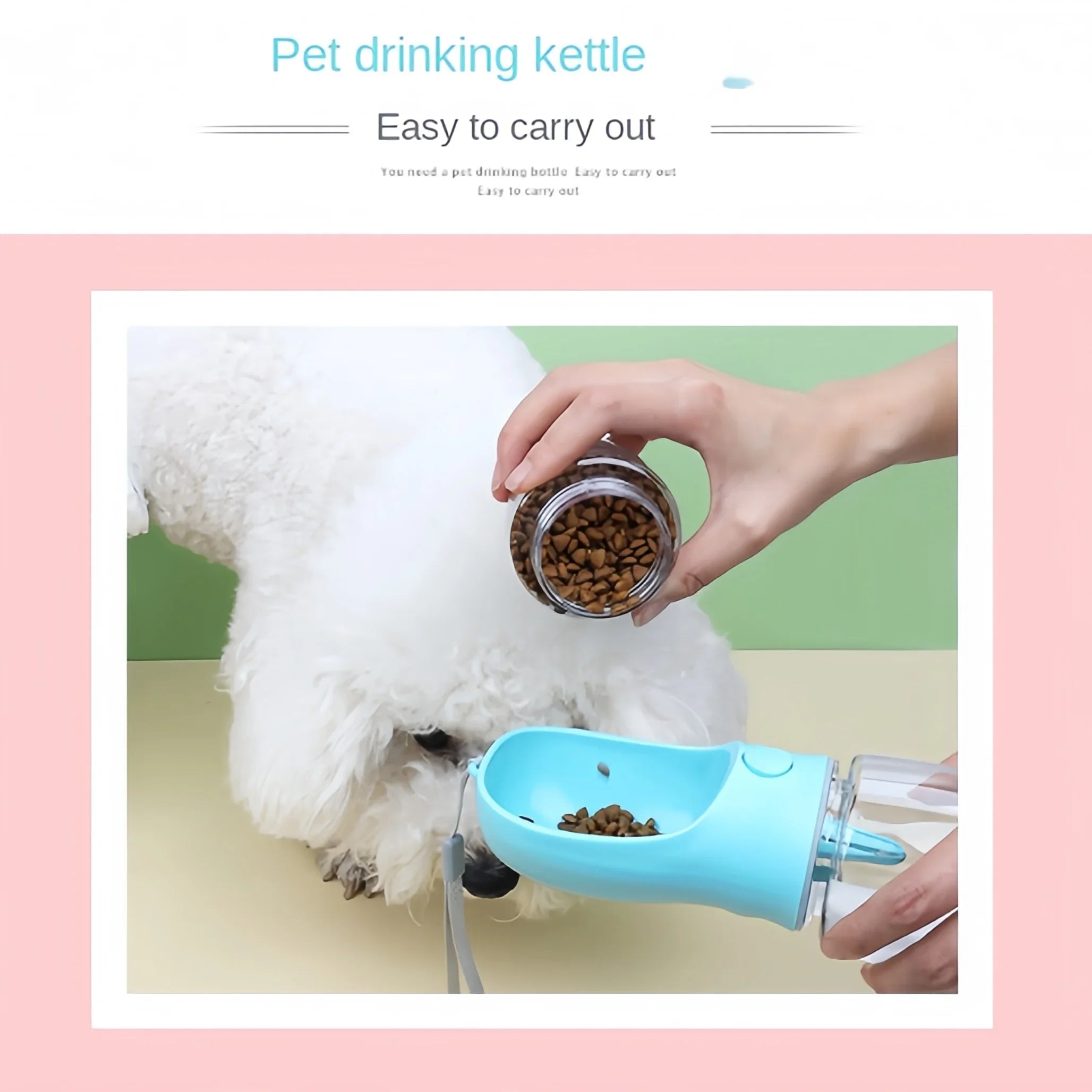 Borraccia Portatile Pet 350ml con Contenitore Cibo e Acqua, Ciotola da Viaggio per Cani e Gatti, Dispenser Antigoccia da Esterno per Cuccioli e Animali di Piccola Taglia