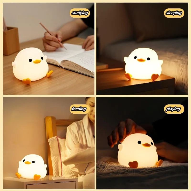 Duoduo Duck – Simpatica luce notturna con controllo touch, lampada ricaricabile per camera da letto e soggiorno