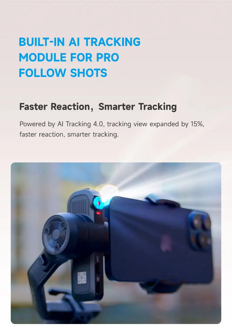 FeiyuTech Stabilizer Mini – Gimbal per smartphone a 3 assi con tracciamento AI, modulo intelligente integrato per fotocamere Mini 3 e Mini 3 Pro