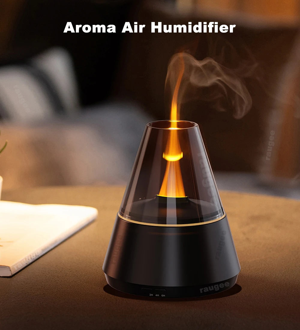 Umidificatore d'aria - Diffusore di oli essenziali aromatici con luce notturna a fiamma colorata, mini umidificatore di fragranze USB per casa e stanza