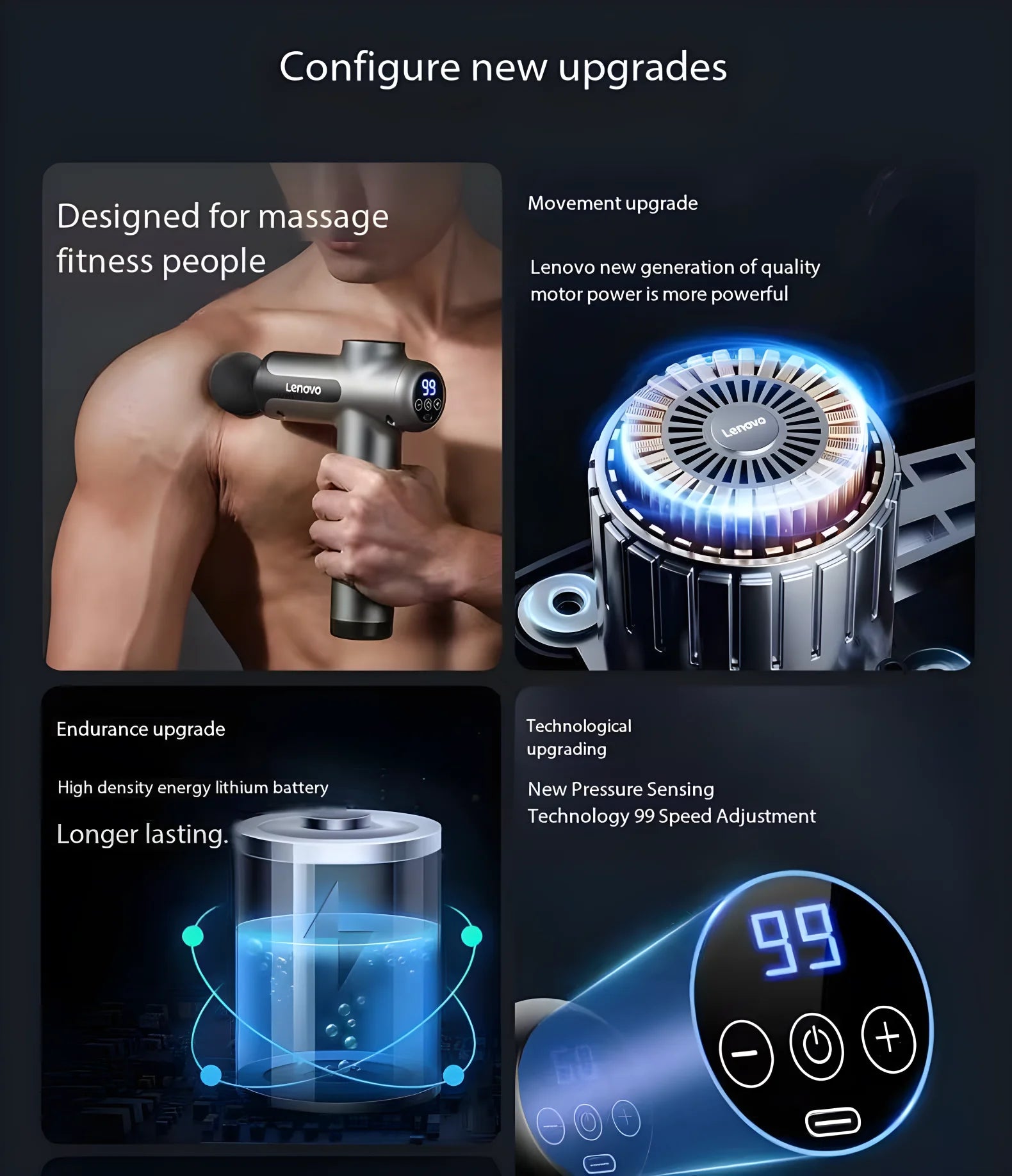 Lenovo Professional-Grade Fascia Gun –  Deep Soreness and Stiffness Relief