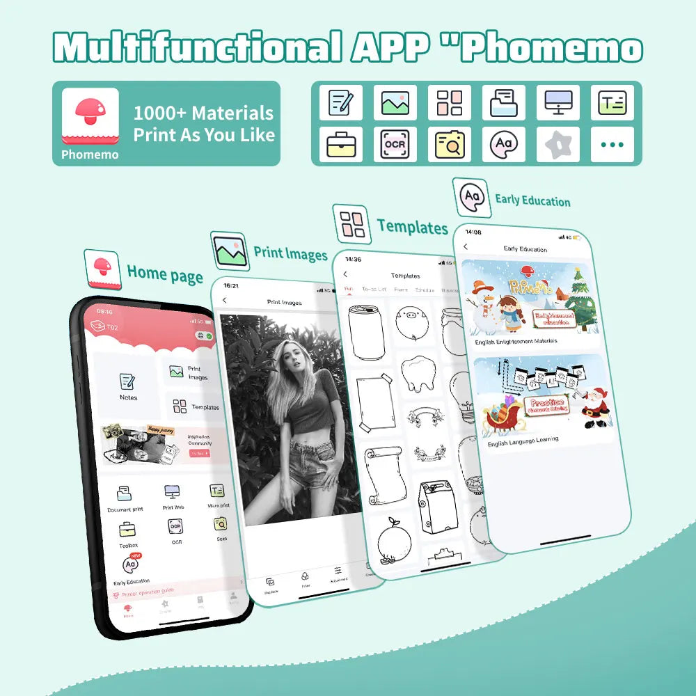 Phomemo Mini Printer – Stampante termica portatile 203 dpi, Bluetooth wireless, cavo USB incluso, stampa foto, etichette, promemoria e liste di cose da fare