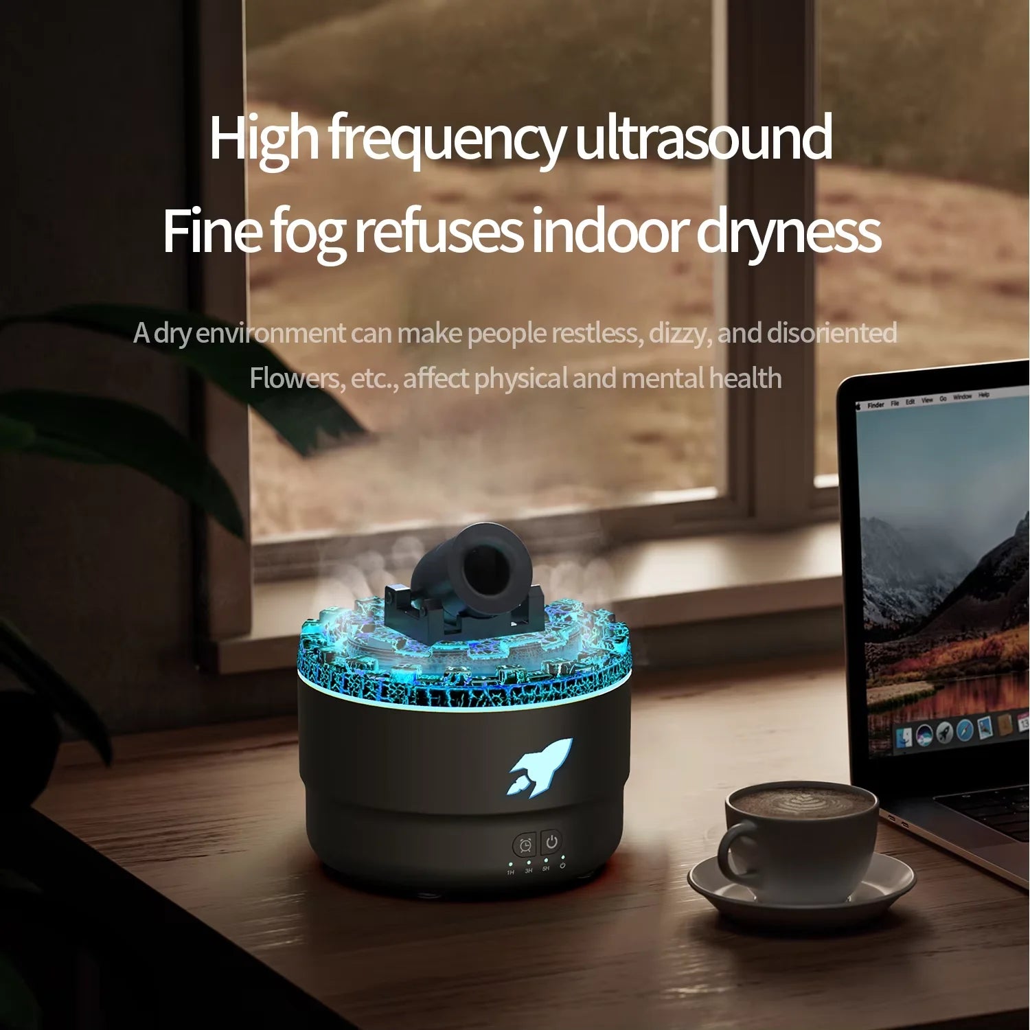 Diffusore di Oli Essenziali Lava Crack – Umidificatore Nebbia Vulcano