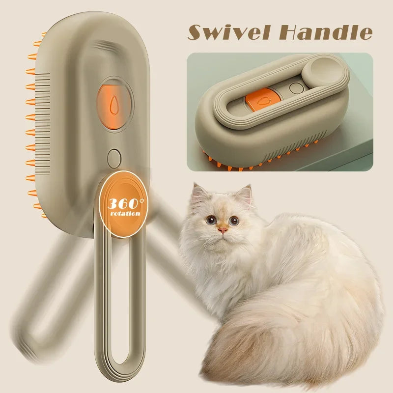 Spazzola a vapore per gatti – 3 in 1 per la rimozione dei peli di animali, pettine per la toelettatura con spray a vapore, prodotti per massaggi e pulizia per gatti