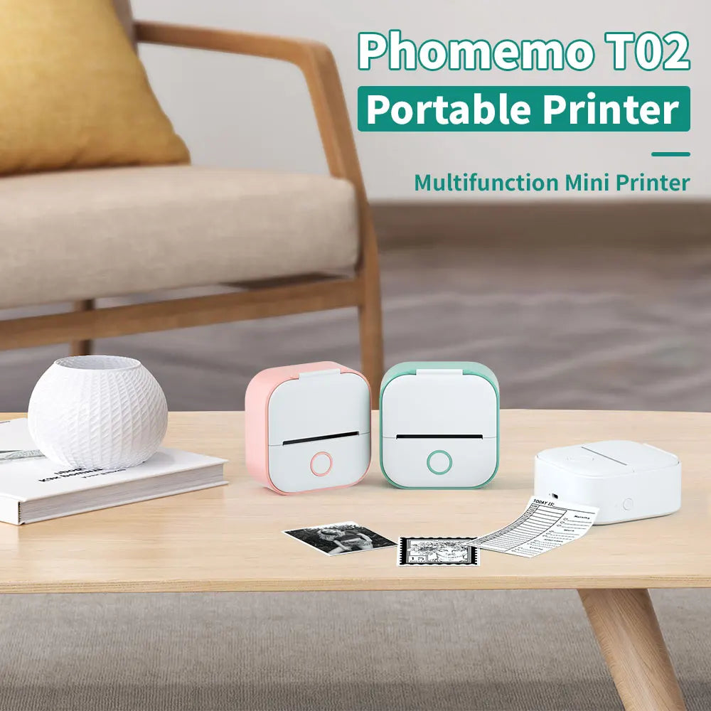 Phomemo Mini Printer – Stampante termica portatile 203 dpi, Bluetooth wireless, cavo USB incluso, stampa foto, etichette, promemoria e liste di cose da fare