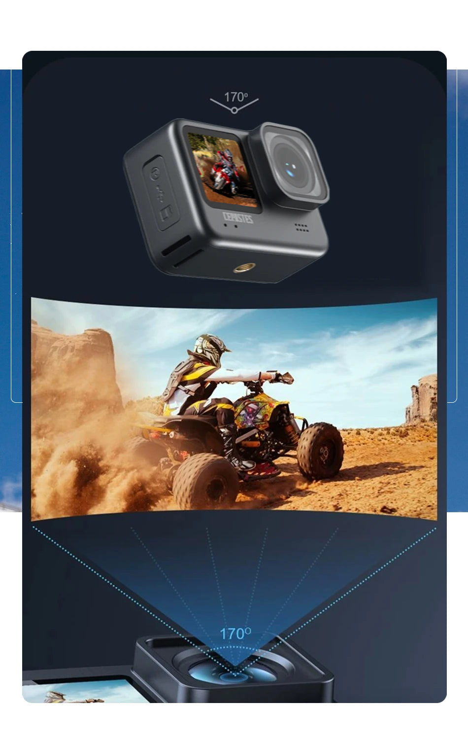 Action Cam CERASTES – V11 5K/4K60FPS Wi-Fi Impermeabile Sport Cam con Anti-Shake, Telecomando, Doppio Schermo e Registrazione Pro Drive