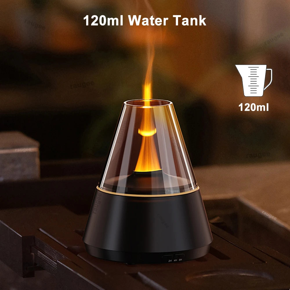 Umidificatore d'aria - Diffusore di oli essenziali aromatici con luce notturna a fiamma colorata, mini umidificatore di fragranze USB per casa e stanza