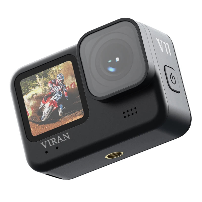 Action Cam VIRAN – Videocamera sportiva Wi-Fi 5K e 4K60FPS con stabilizzatore d'immagine, corpo impermeabile, telecomando, doppio schermo, registratore Pro Drive