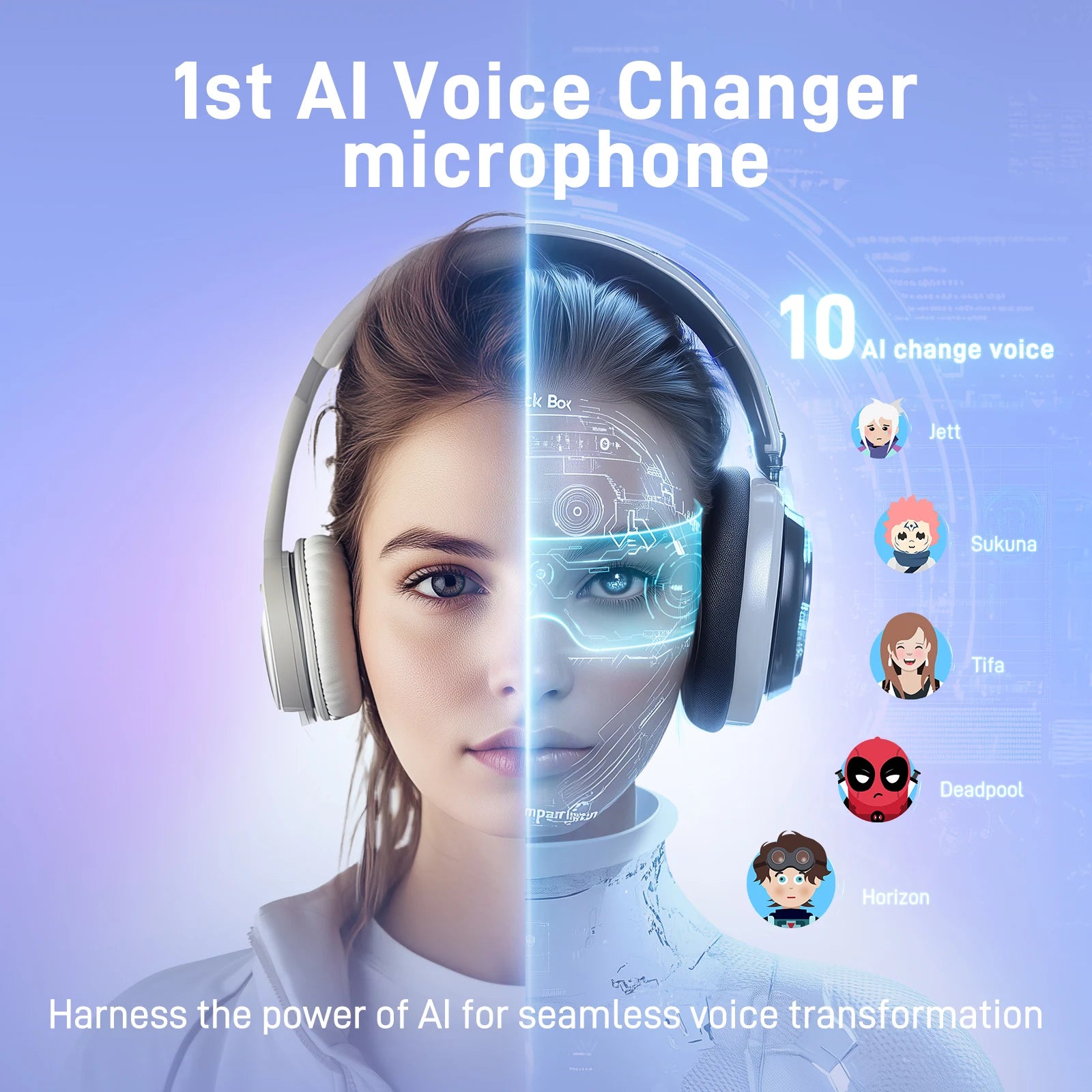 Microfono wireless MAONO – Microfono a condensatore USB DM40 con AI Voice Changer, riduzione del rumore, ideale per giochi, streaming, registrazione su PC e laptop