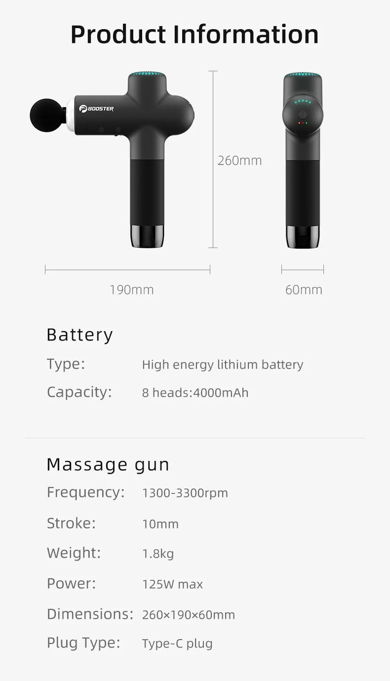 Pistola Massaggiante Booster Lightsaber - Massaggiatore a Percussione Smart-Hit per Recupero Muscolare Profondo