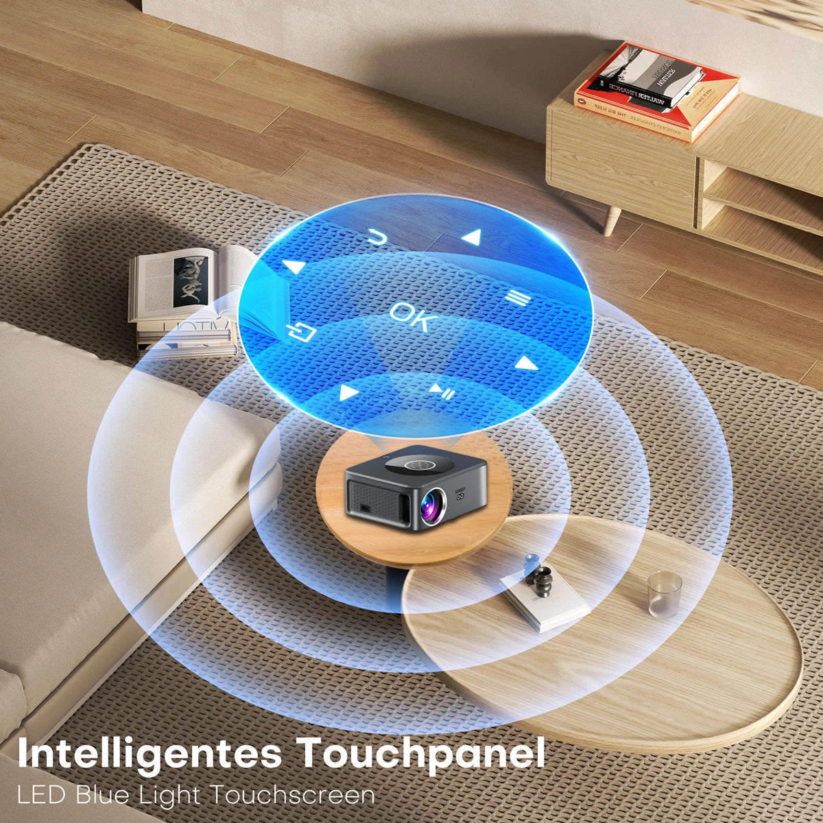 Proiettore XIWBSY – LED Android 4K, 800 ANSI, 25.000 lumen, WiFi 6 e Bluetooth, messa a fuoco automatica e Keystone, sistema video home theater