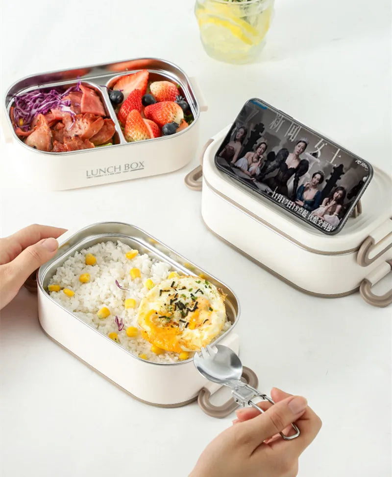 Bento Box Termico - Contenitore per il Pranzo in Acciaio Inox 304 a Doppio Strato da 1500 ml con Borsa Isolante, Conservazione degli Alimenti a Tenuta Stagna per Adulti e Studenti