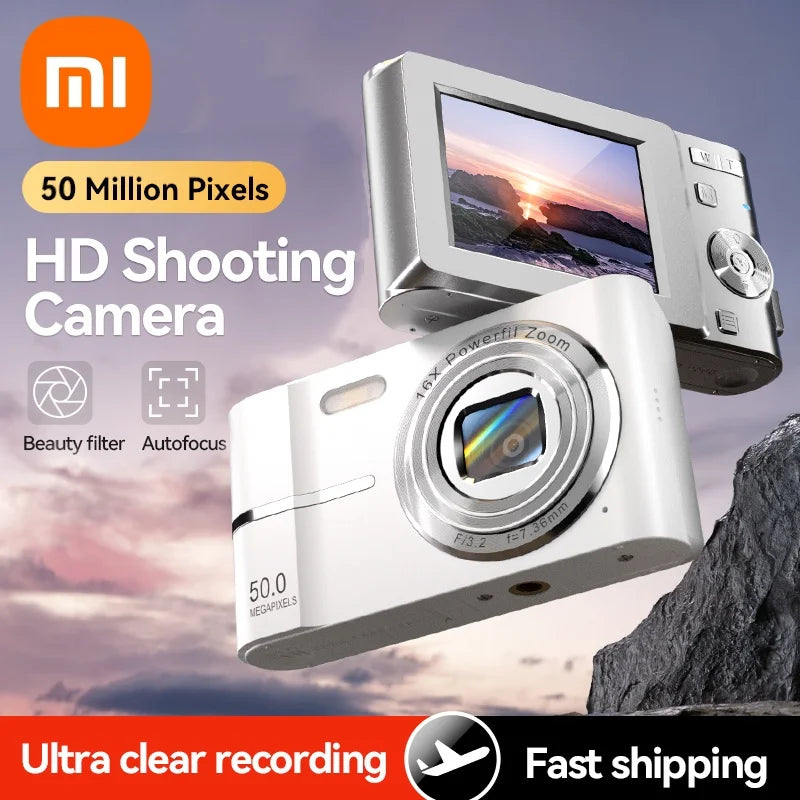 Fotocamera digitale Xiaomi: videoregistratore compatto 4K 50MP con zoom 16x, anti-vibrazione, flash e funzioni di ripresa all'aperto